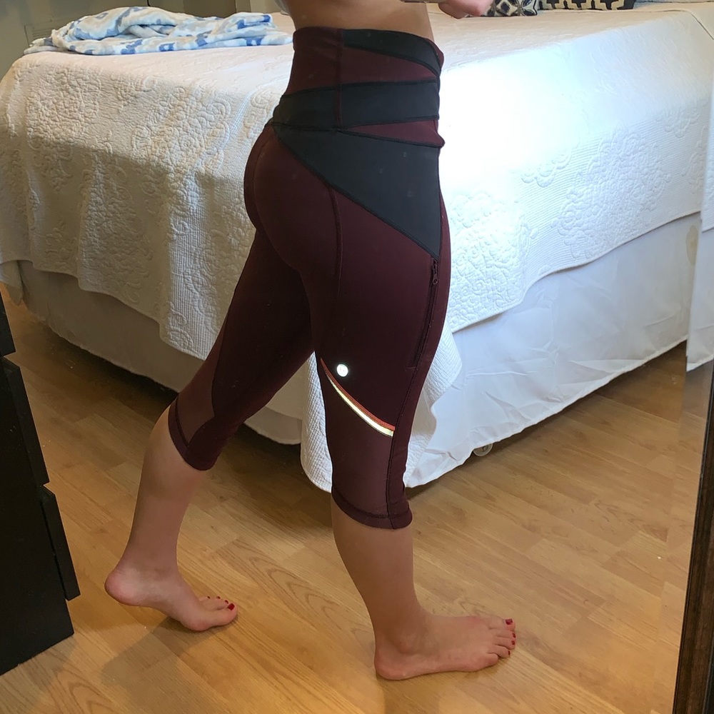 Lululemon Cropped Burgundy Leggings
